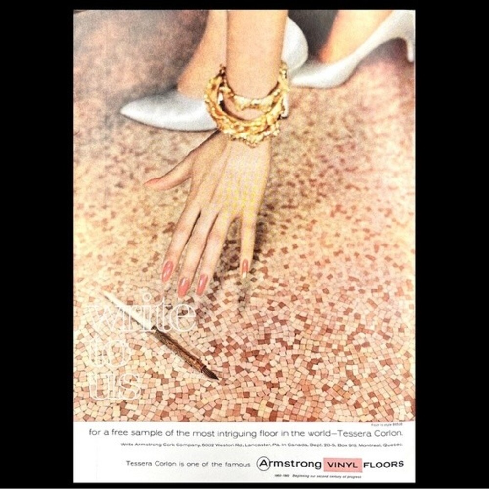 1960 Armstrong Vinyl Floors Tessera Corlon celebrating100 years Print Ad VINTAGE
